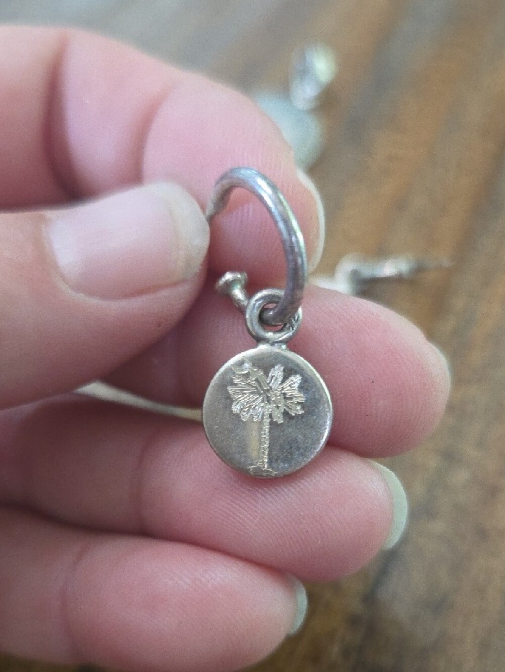 Sterling Silver Palm Tree Pendant and Hoop Earrings Set - Silver - Picture 3 of 3